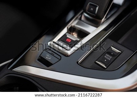 Vehicle Stability Button, Dawnhill assist control (DAC), Hill Descent Control (HAC). Soft selective focus. Royalty-Free Stock Photo #2116722287