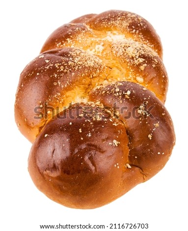 Loaf, loaf of bread isolated on white background. View from above.  Detail for design. Design elements. Macro. Full focus. Background for business cards, postcards and posters 
