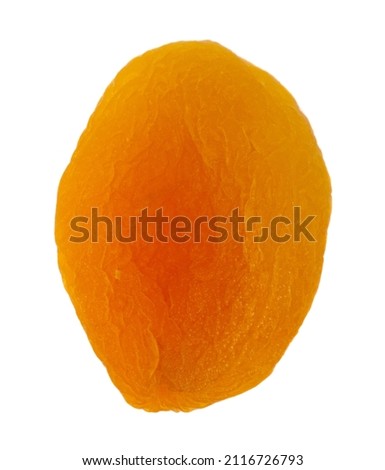 Dried apricots isolated on white background. Detail for design. Design elements. Macro. Full focus. Background for business cards, postcards and posters. Food object design. 
