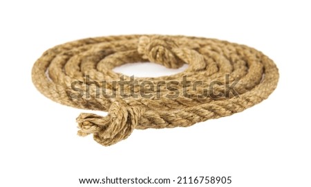 Rope isolated on white background. Detail for design. Design elements. Macro. Full focus. Background for business cards, postcards and posters