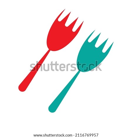 Vector fork in two different color or clip art 
