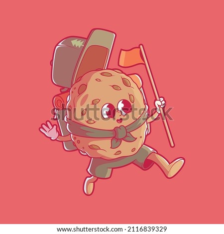 Cute Cookie character scout vector illustration. Food, activity, funny design concept.