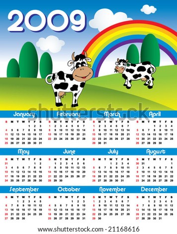 Cute Cows Calendar 2009