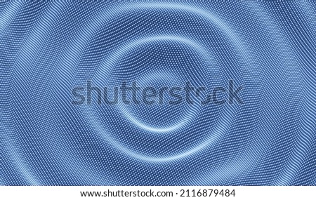 3D wavy background with ripple effect. Vector illustration with particle. 3D grid surface.  Royalty-Free Stock Photo #2116879484