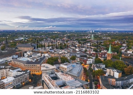 Aerial sunset cityscape of Bochum,  city in Germany  Royalty-Free Stock Photo #2116883102