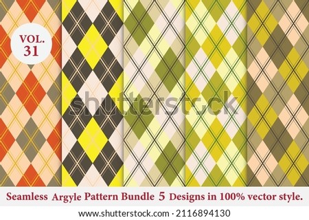 Argyle Pattern Bundle 5 designs Vol.31,Argyle vector,geometric, background,wrapping paper,Fabric texture,Classic Knitted,plaid