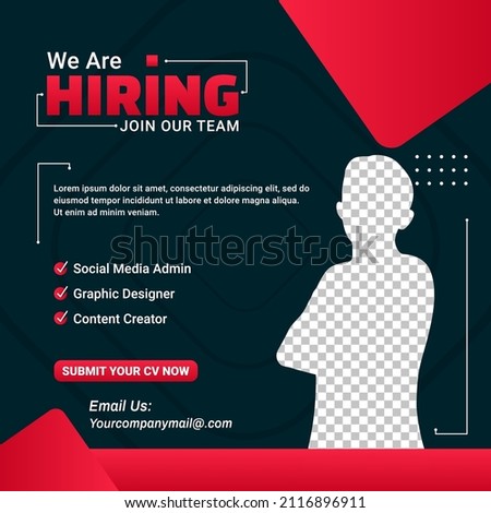 Poster for we are hiring. employees needed. Social media template job vacancy recruitment Royalty-Free Stock Photo #2116896911