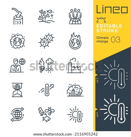 Lineo Editable Stroke - Climate change line icons Royalty-Free Stock Photo #2116905242