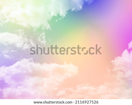 beauty sweet pastel purple orange colorful with fluffy clouds on sky. multi color rainbow image. abstract fantasy growing light