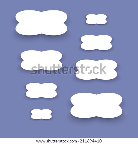 Illustration of White Material Design Paper Buttons with Shadow Vector Icon Set 