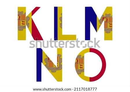 Latin letters in colors of national flag Andorra