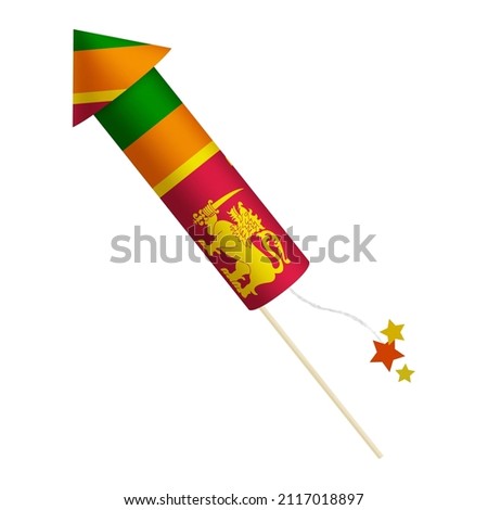 Festival firecracker in colors of national flag on white background. Sri Lanka