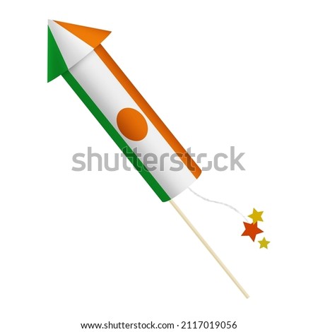 Festival firecracker in colors of national flag on white background. Niger