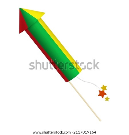 Festival firecracker in colors of national flag on white background. Ghana