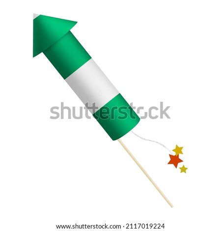 Festival firecracker in colors of national flag on white background. Nigeria