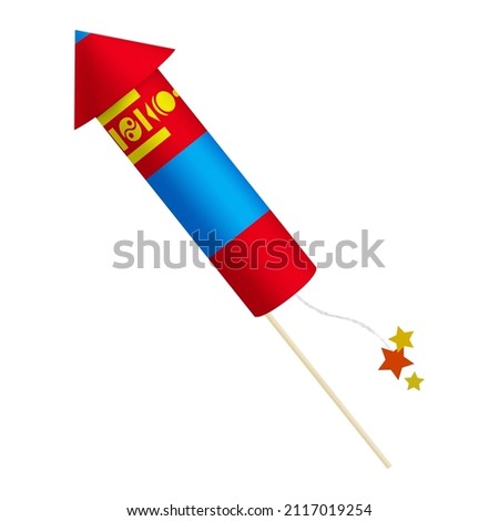 Festival firecracker in colors of national flag on white background. Mongolia