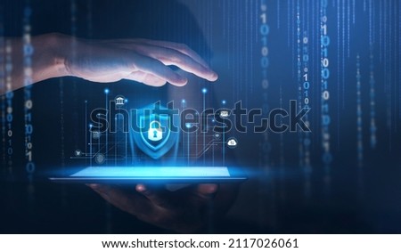 Network security system. Personal Data information on Tablet.Information and cyber security Technology Services.
 Internet Technology.  Royalty-Free Stock Photo #2117026061