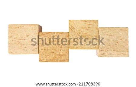 Wooden toy blocks on white