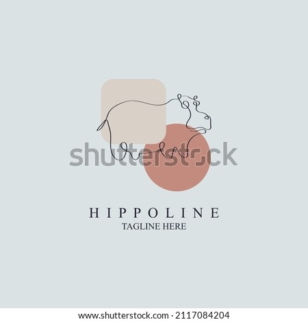 Hippo line style  logo template design for brand or company and other