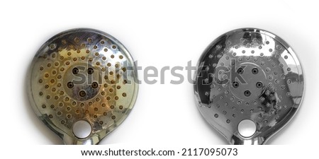 shower rust before and after cleaning Royalty-Free Stock Photo #2117095073