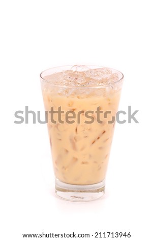 Iced milk tea isolated on white background