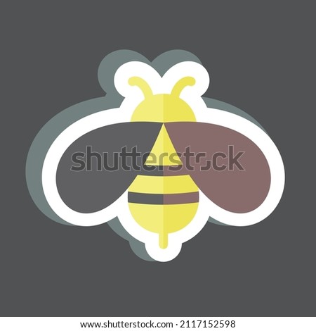 Bee Sticker in trendy isolated on black background