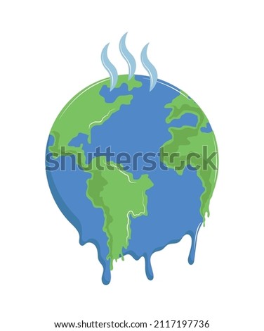 melting earth planet icon flat