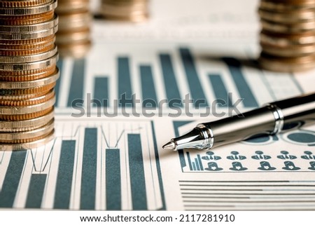 Pile of gold coins stack in finance treasury deposit bank account for saving . Concept of corporate business economy and financial growth by investment in valuable asset to gain cash revenue profit . Royalty-Free Stock Photo #2117281910
