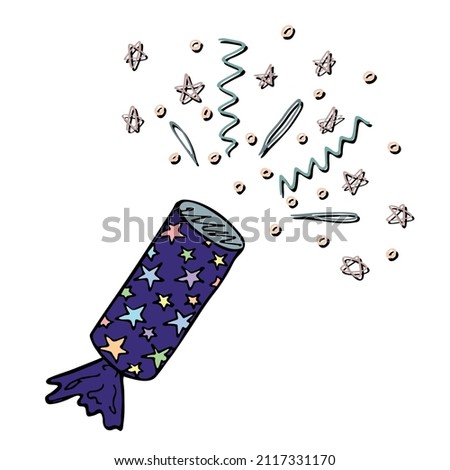 Vector hand drawn firework clip art. Cute colorful illustration isolated on white background. For greeting cards, print, web, design, decor.