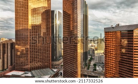 Downtown Los Angels California. Los Angeles aerial view, business centre of the city.