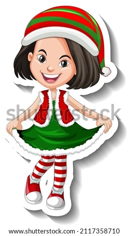 A girl in Christmas costumes illustration