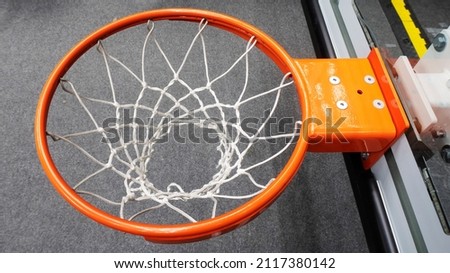 close-up of basketball hoop in a sports hall , sport object.