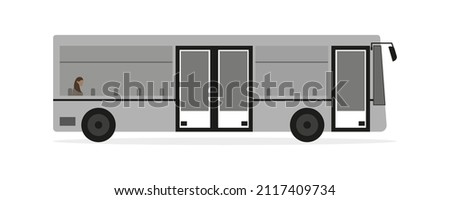 Female character in the bus on a white background