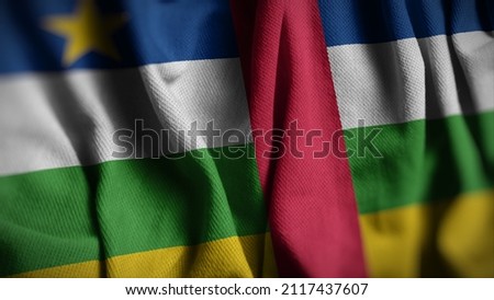 Close up of the Central African Republic flag. Central African Republic flag of background. Flag of Central African.
