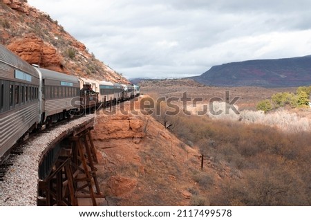 Verde Canyon Railroad train cars in Arizona Royalty-Free Stock Photo #2117499578
