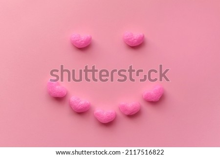 smile face of hearts for decoration. Valentine's Day concept with red hearts