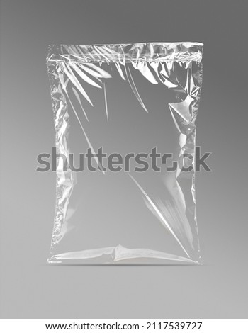 transparent plastic bags for branding, various sizes  Royalty-Free Stock Photo #2117539727