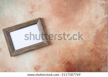 top view picture frame on light background present marriage love couple feeling valentines day gift color free space