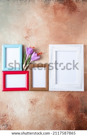 front view picture frames on light background color present marriage gift valentines day portrait love flower