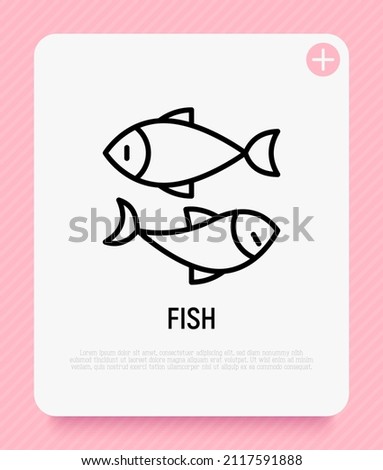 Pisces thin line icon. Modern vector illustration of astrological sign or logo for fish restaurant.