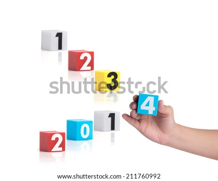 Colorful plastic of year numbers on a white background 