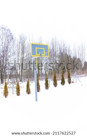 Basketball court in the winter on the site