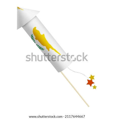 Festival firecracker in colors of national flag on white background. Cyprus
