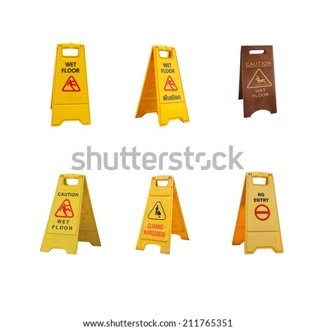 collection of  warning sign board isolated on white background .
