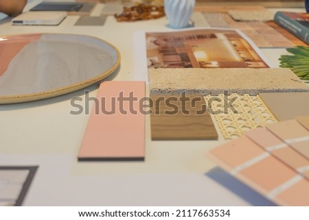 Mood board of materials for interior architecture project