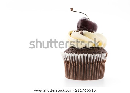 Cherry cupcakes isolated on white