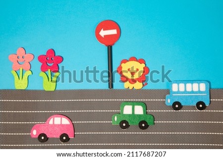 car in cartoon style on white background. Colorful and Transportation background, eco 