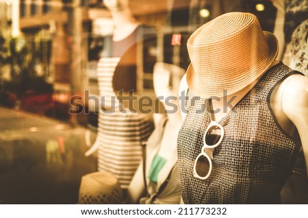Female mannequins inside a fashion house, Color Effect Royalty-Free Stock Photo #211773232