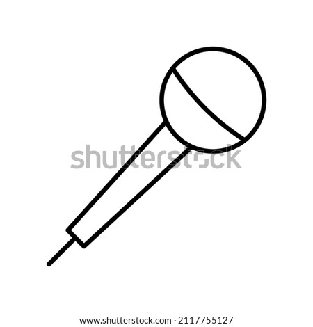 Microphone icon. Music logo. Audio background. Outline drawing. Simple design. Vector illustration. Stock image.