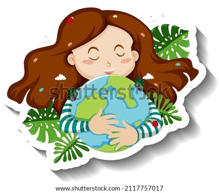 Mother nature hugging earth planet illustration